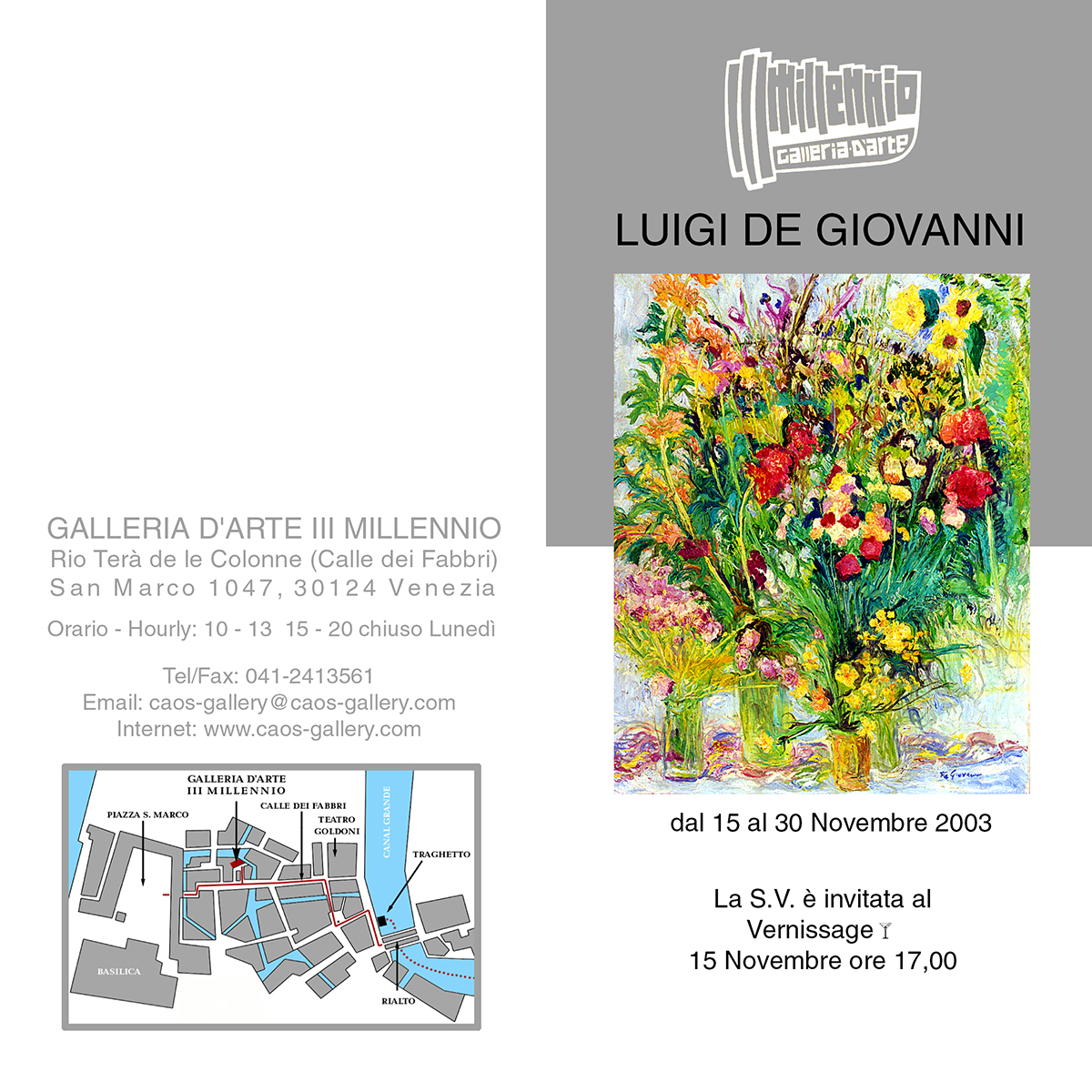 de giovanni flowers invito galleria arte terzo millennio gallery art third millennium