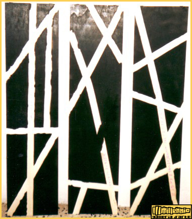alessandra arru, senza titolo, spray uniposca su legno cm 30x125, primo concorso internazionale arte contemporanea galleria d'arte terzo millennio venezia, curatore nicola eremita