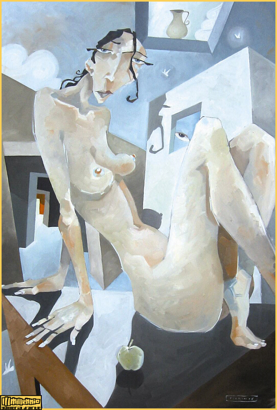 fabiano fiorin, trono d'amore, olio su tela cm 80x120, primo concorso internazionale arte contemporanea galleria d'arte terzo millennio venezia, curatore nicola eremita