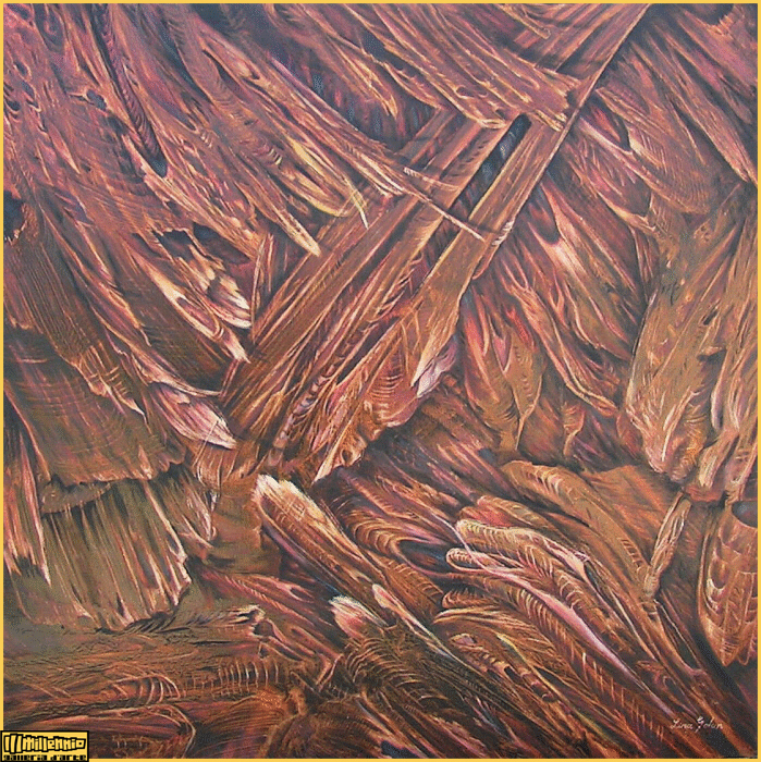 lina golan, ali nell'oscurità, olio su tela cm 100x100 2005, primo concorso internazionale arte contemporanea galleria d'arte terzo millennio venezia, curatore nicola eremita